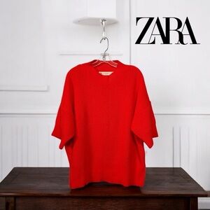 Zaraknit, Orange Knit Oversized Sweater, Medium 🧶